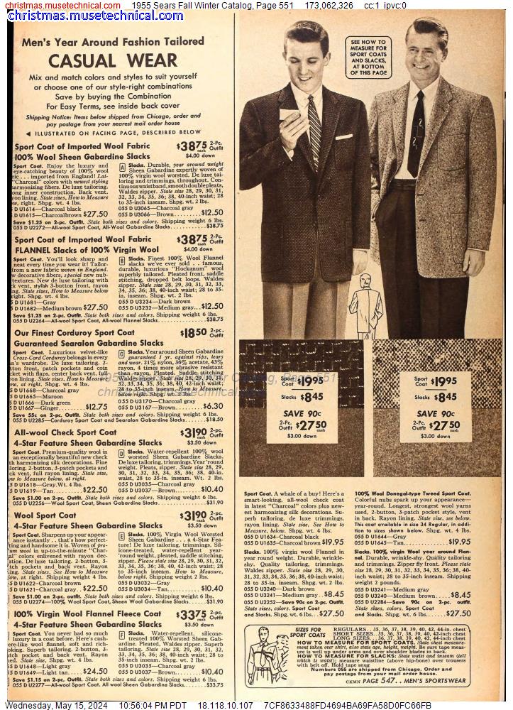 1955 Sears Fall Winter Catalog, Page 551