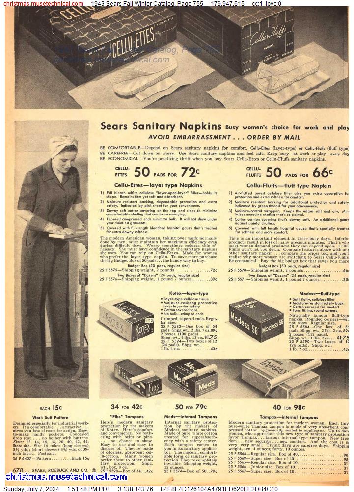 1943 Sears Fall Winter Catalog, Page 755