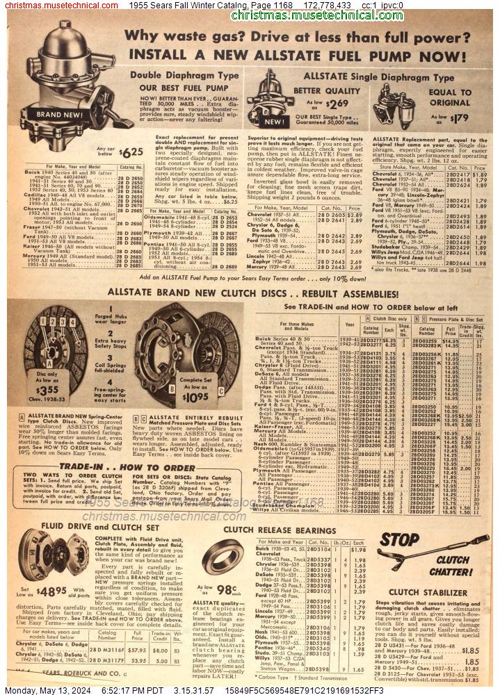 1955 Sears Fall Winter Catalog, Page 1168
