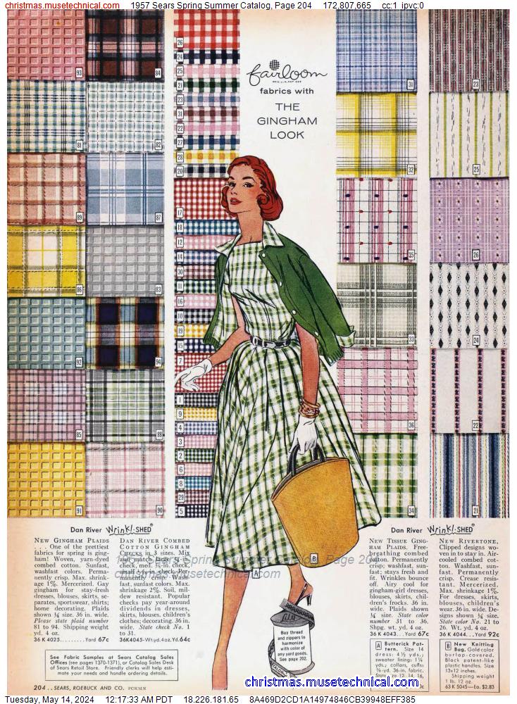 1957 Sears Spring Summer Catalog, Page 204