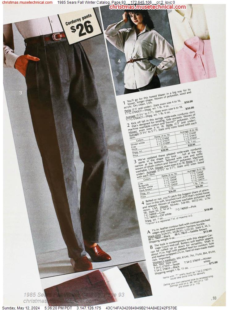 1985 Sears Fall Winter Catalog, Page 93