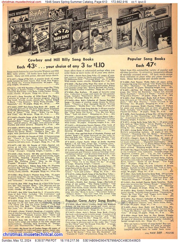 1946 Sears Spring Summer Catalog, Page 613