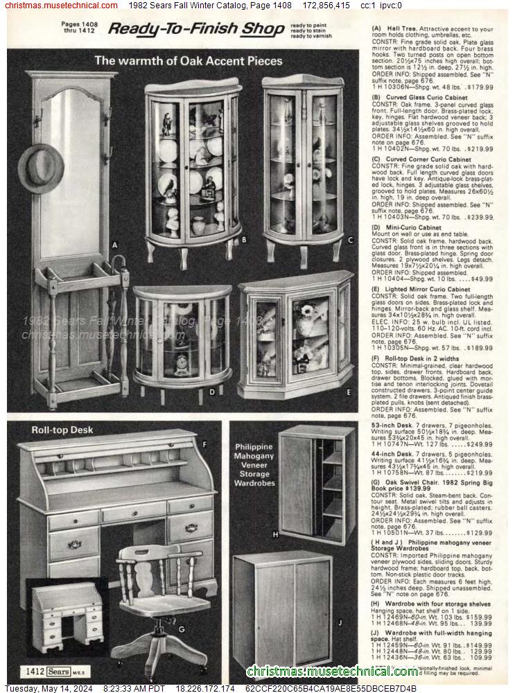 1982 Sears Fall Winter Catalog, Page 1408