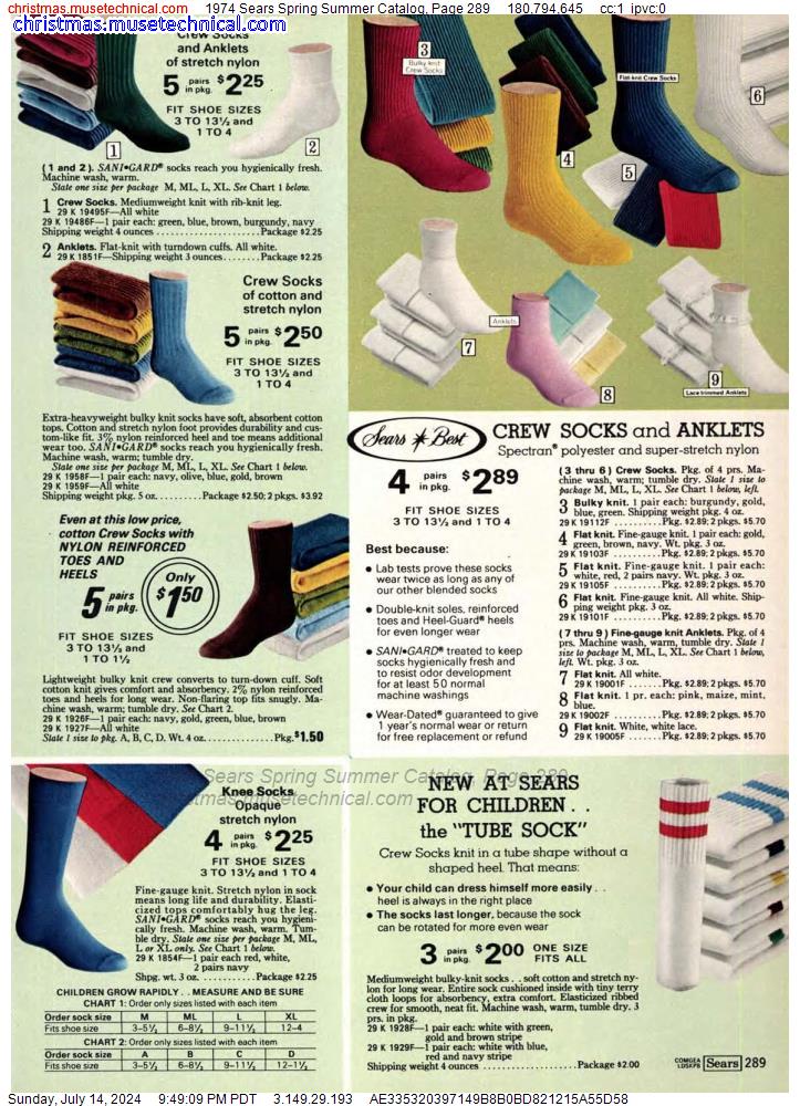 1974 Sears Spring Summer Catalog, Page 289
