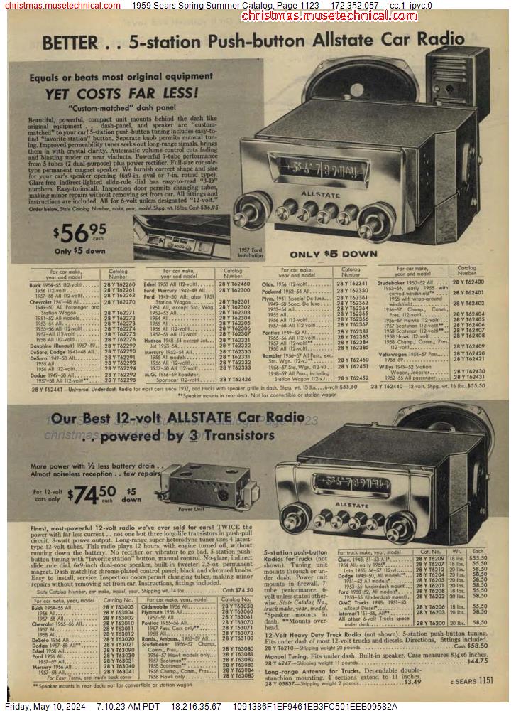 1959 Sears Spring Summer Catalog, Page 1123