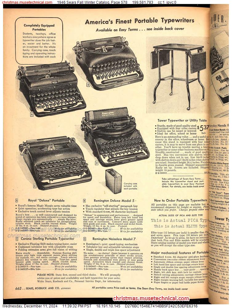 1946 Sears Fall Winter Catalog, Page 578