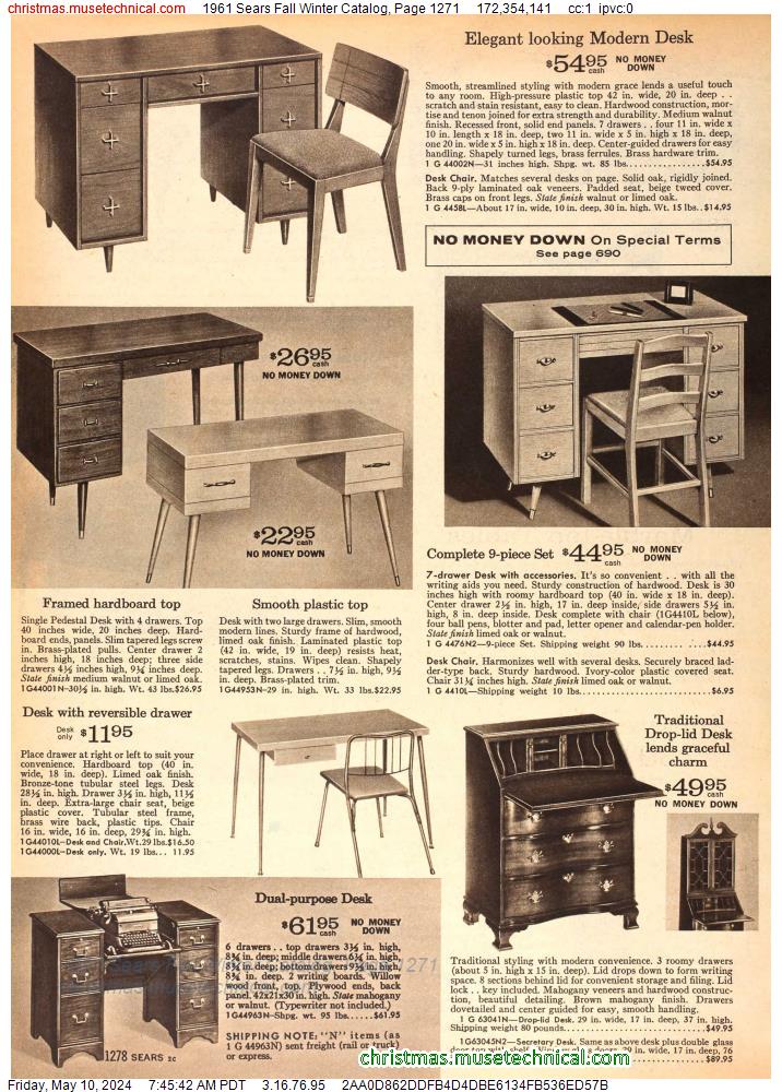 1961 Sears Fall Winter Catalog, Page 1271