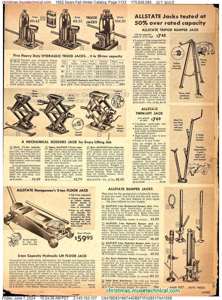 1952 Sears Fall Winter Catalog, Page 1133