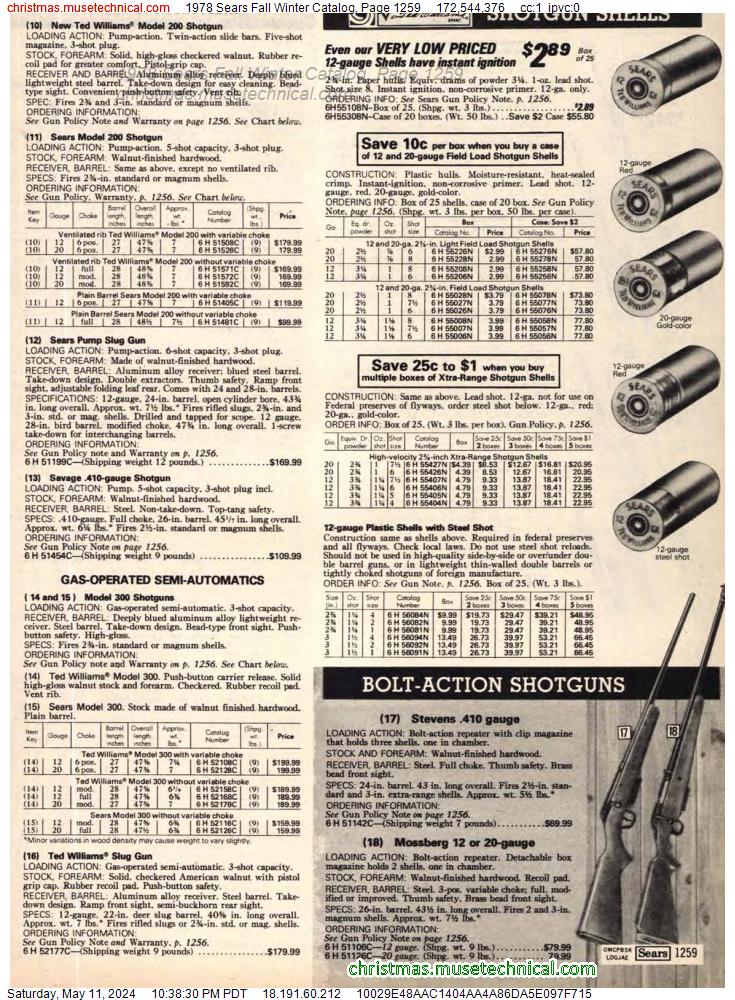 1978 Sears Fall Winter Catalog, Page 1259