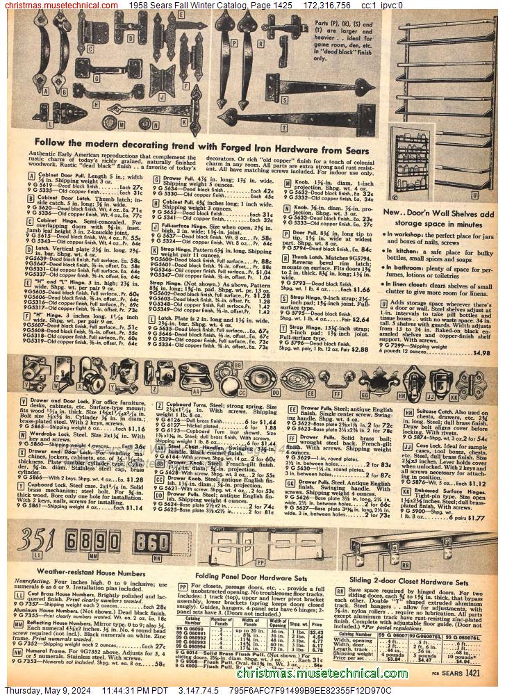 1958 Sears Fall Winter Catalog, Page 1425