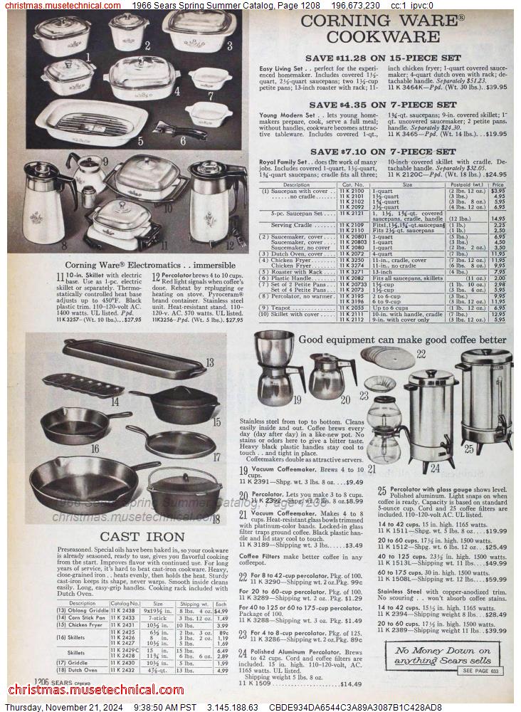 1966 Sears Spring Summer Catalog, Page 1208