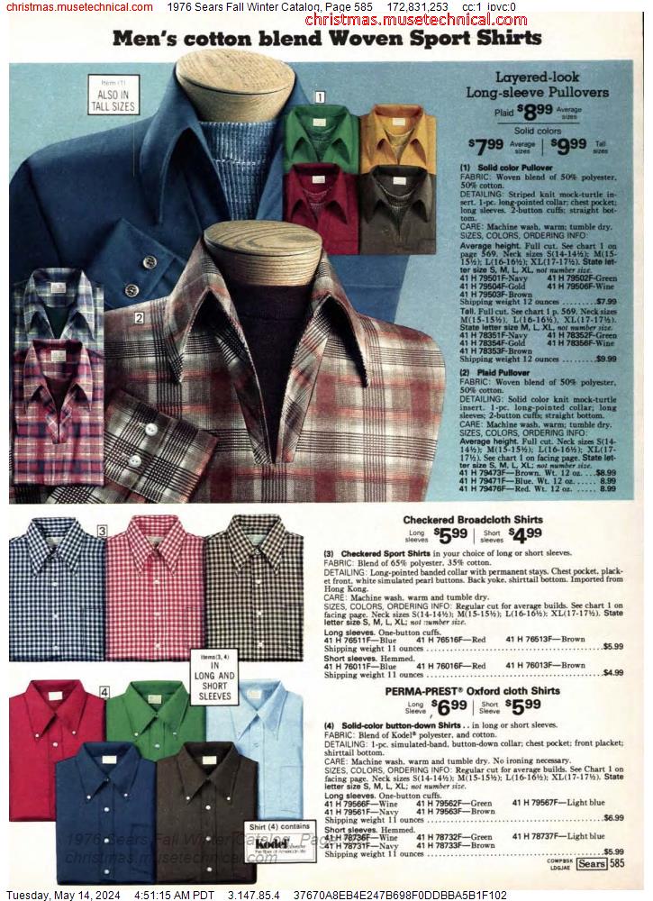 1976 Sears Fall Winter Catalog, Page 585