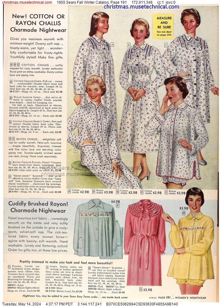 1955 Sears Fall Winter Catalog, Page 191