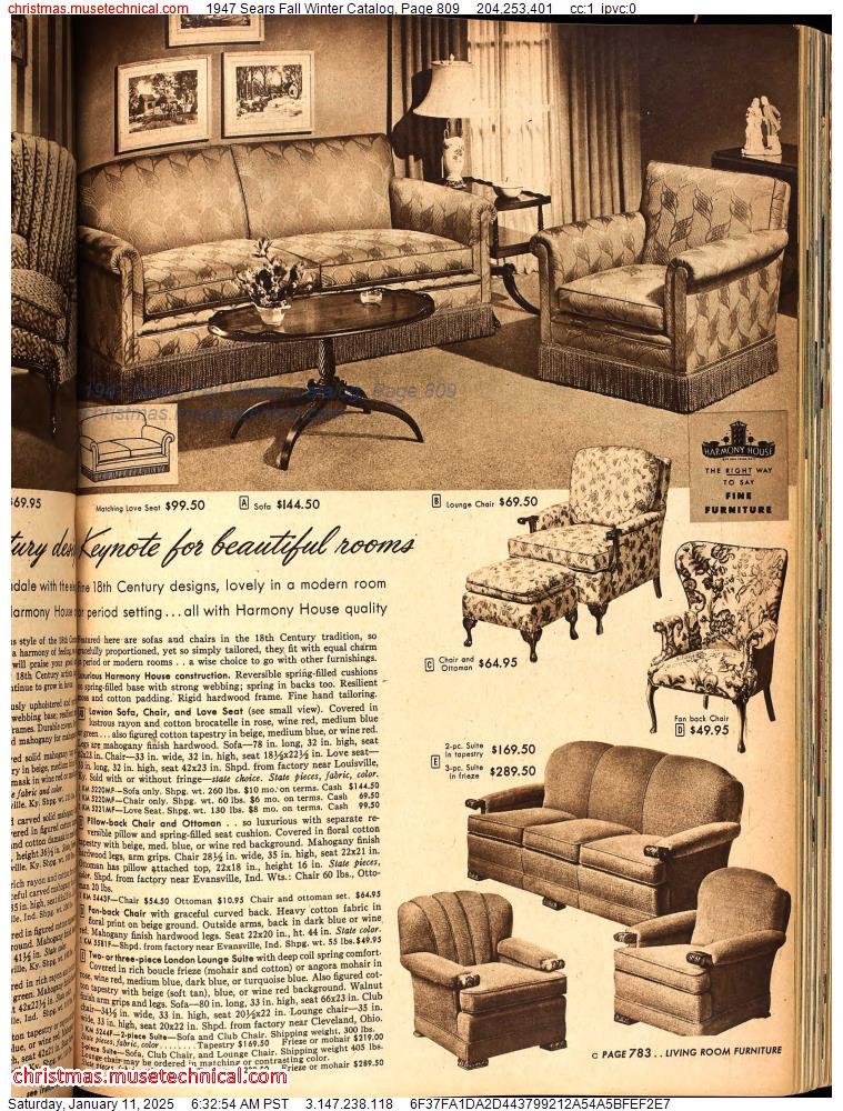 1947 Sears Fall Winter Catalog, Page 809