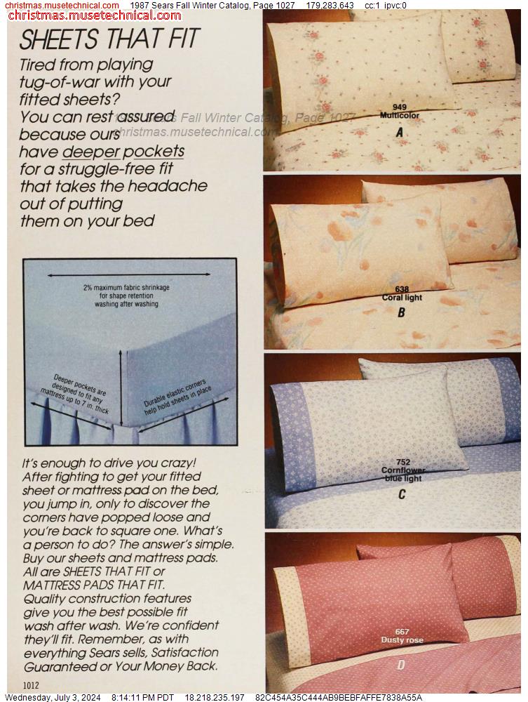 1987 Sears Fall Winter Catalog, Page 1027