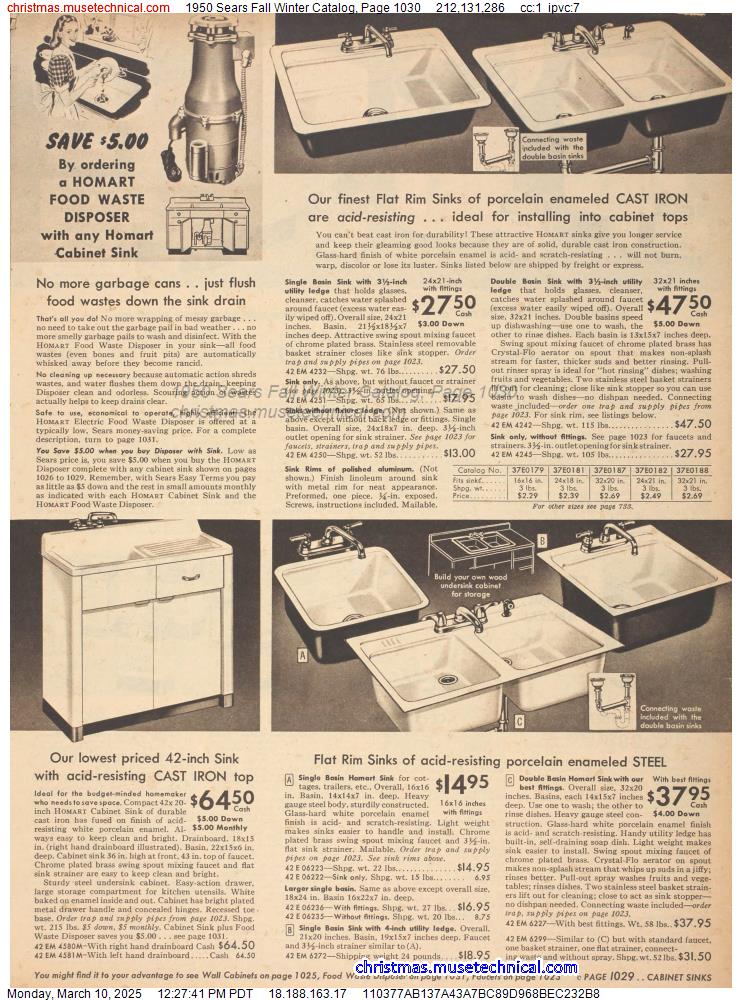 1950 Sears Fall Winter Catalog, Page 1030