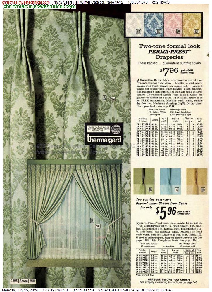 1972 Sears Fall Winter Catalog, Page 1612