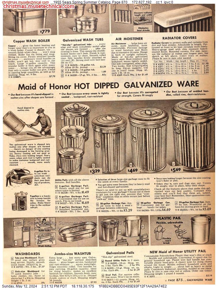 1955 Sears Spring Summer Catalog, Page 870