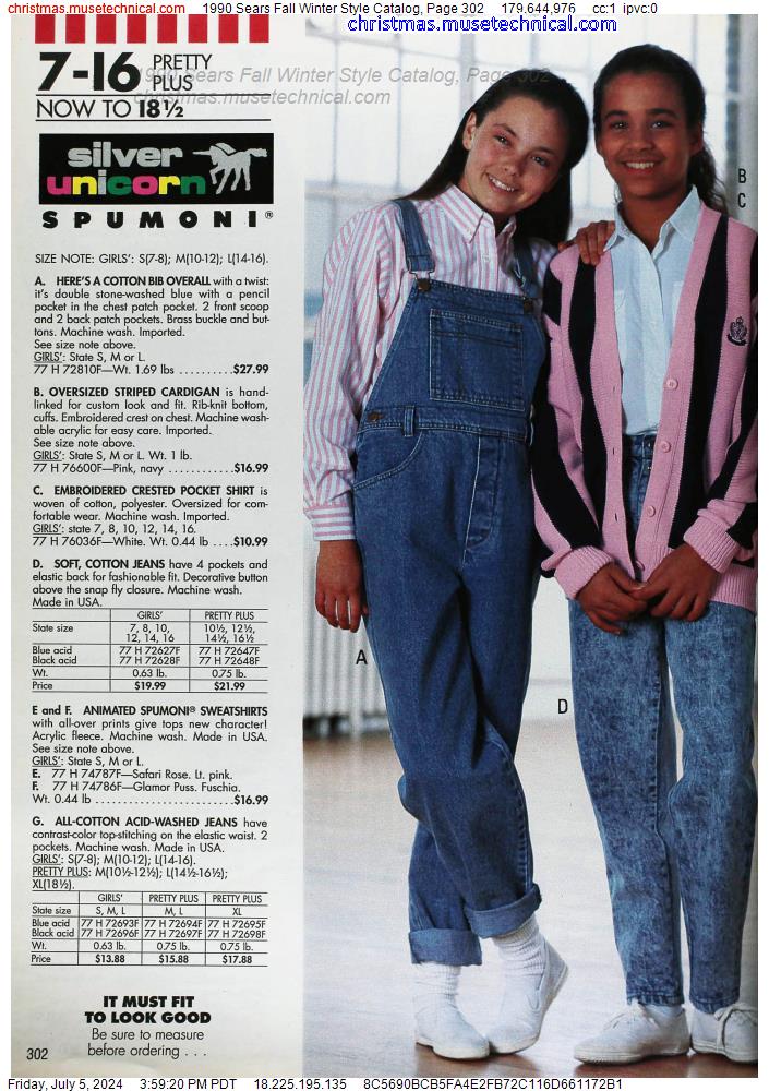 1990 Sears Fall Winter Style Catalog, Page 302