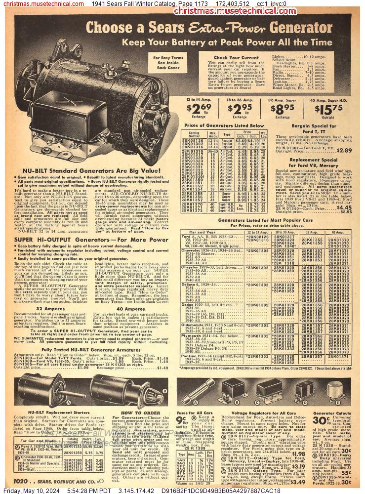 1941 Sears Fall Winter Catalog, Page 1173