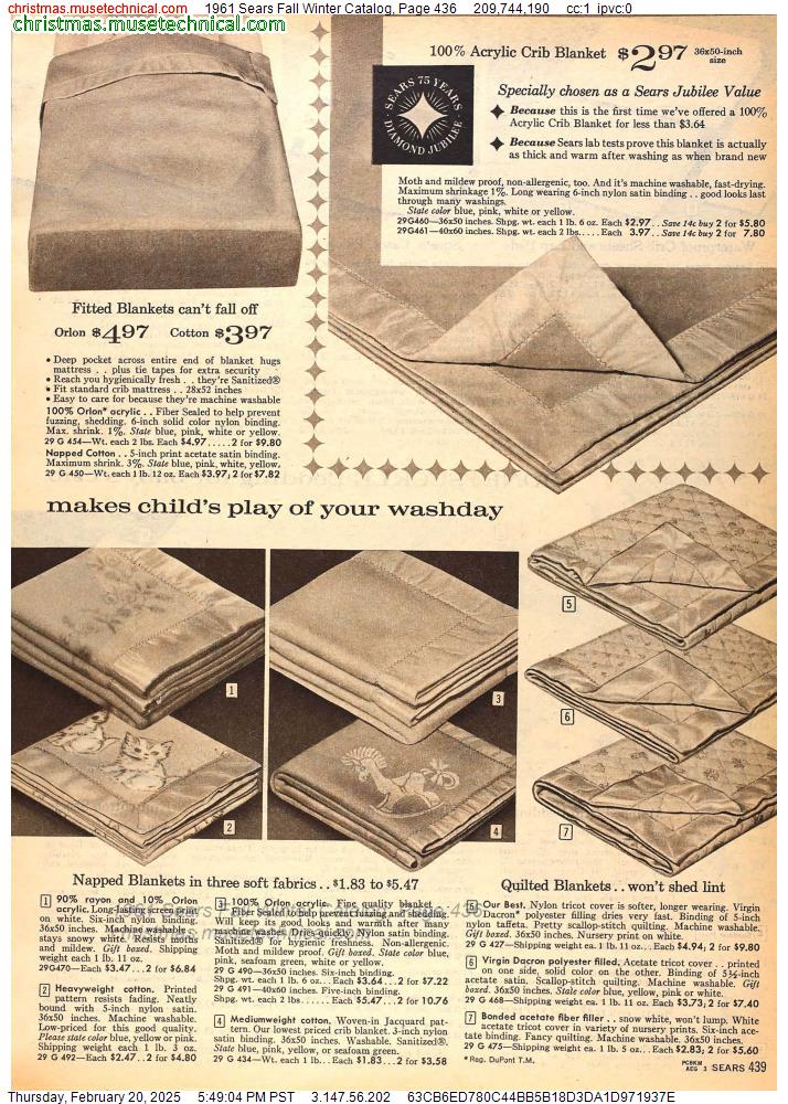 1961 Sears Fall Winter Catalog, Page 436