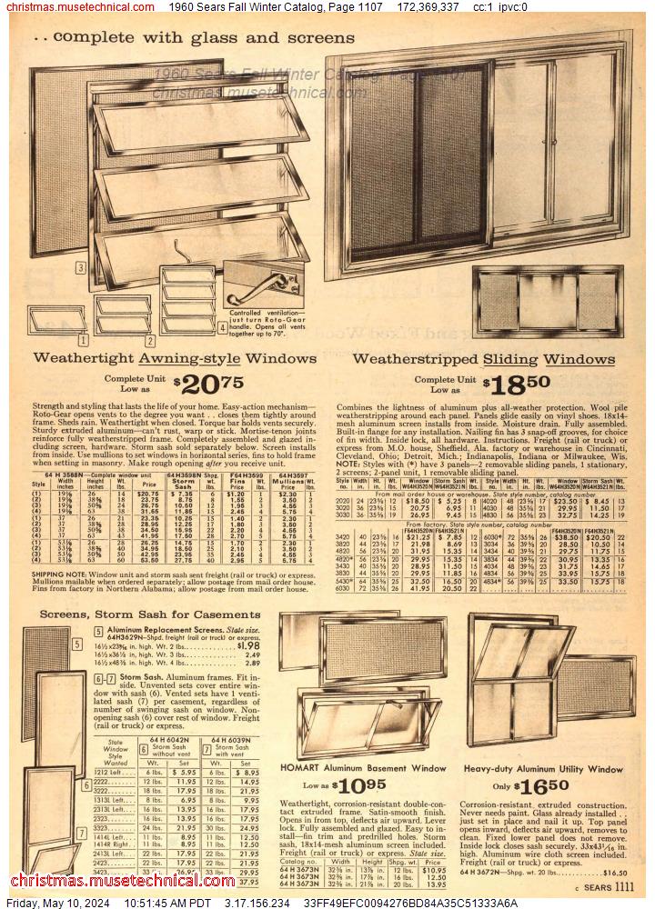 1960 Sears Fall Winter Catalog, Page 1107