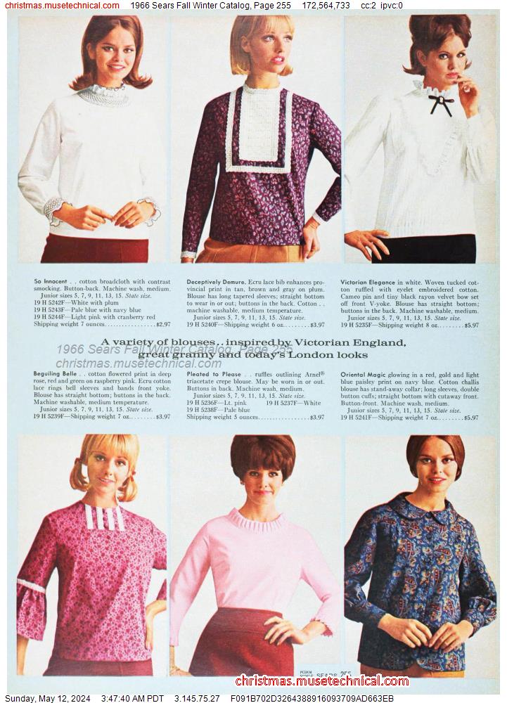 1966 Sears Fall Winter Catalog, Page 255