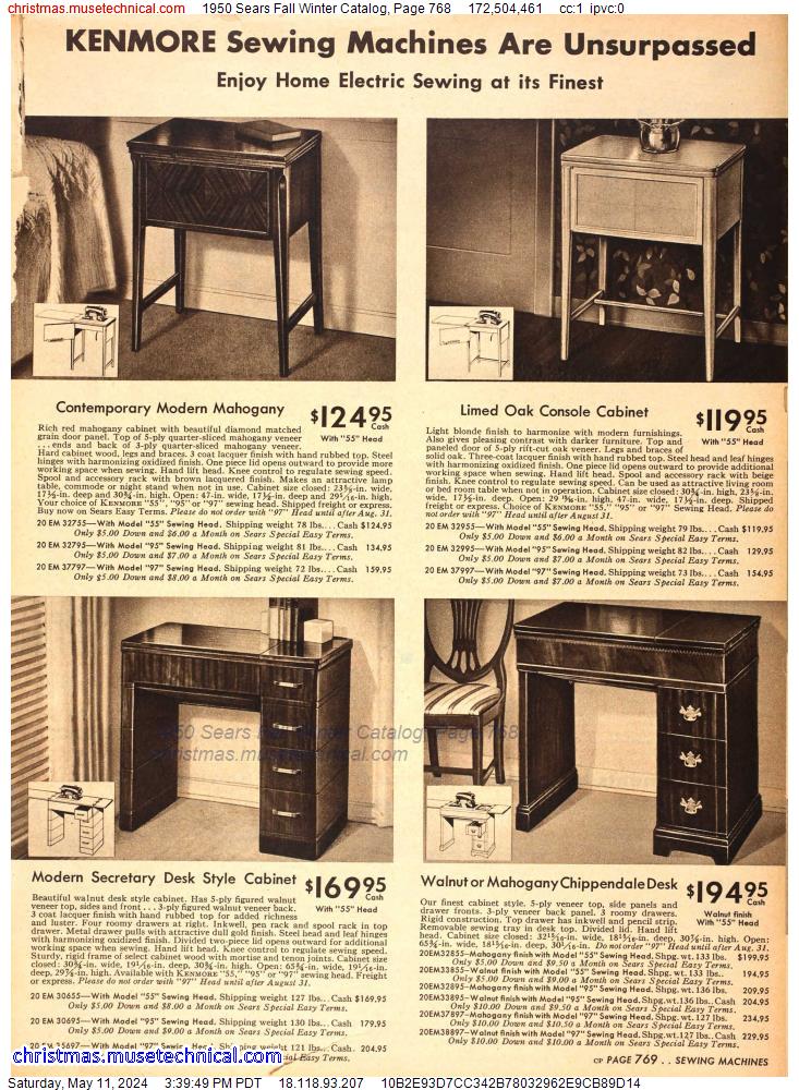 1950 Sears Fall Winter Catalog, Page 768