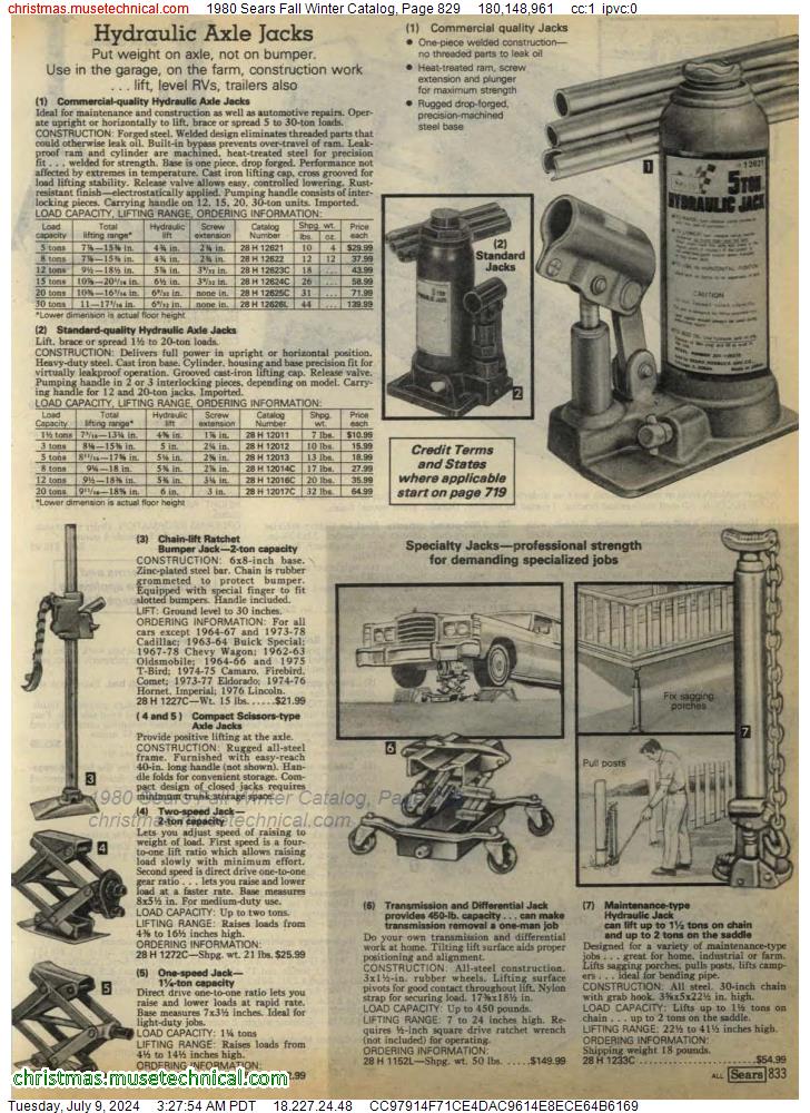 1980 Sears Fall Winter Catalog, Page 829