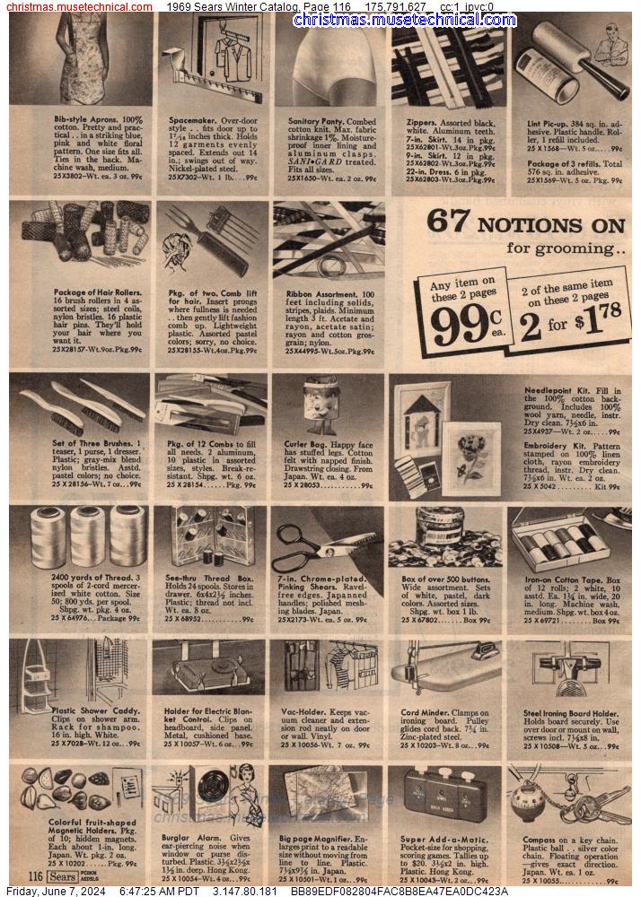 1969 Sears Winter Catalog, Page 116