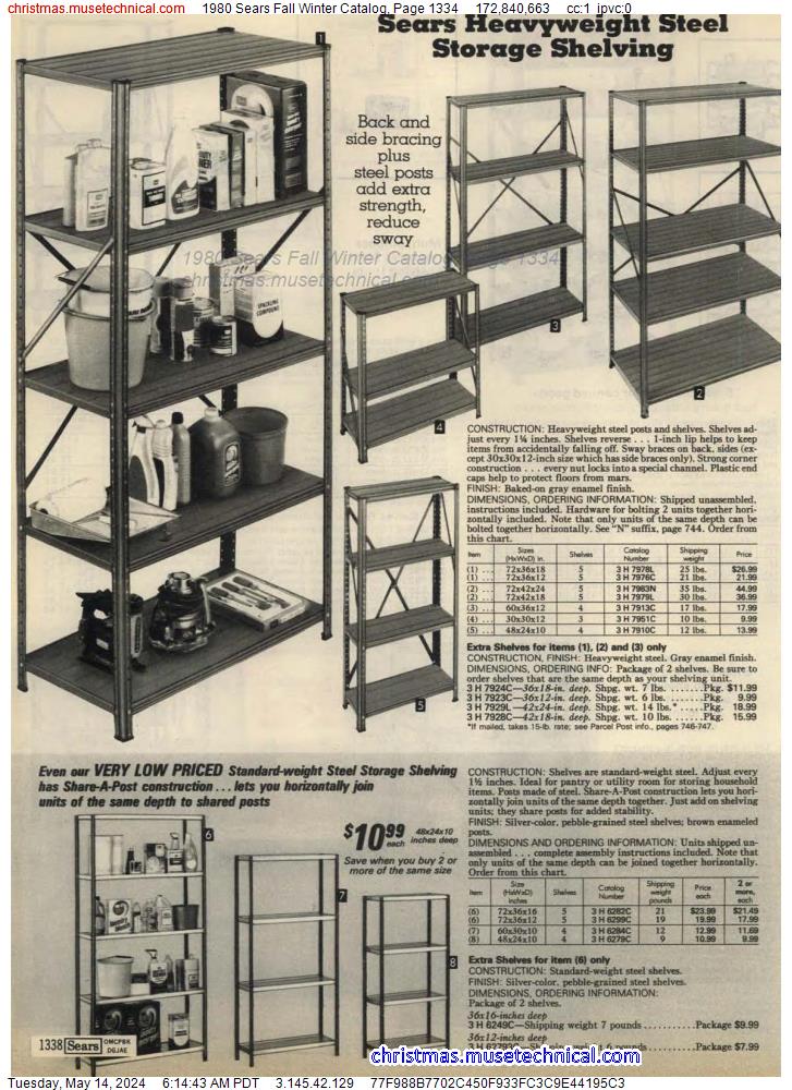 1980 Sears Fall Winter Catalog, Page 1334