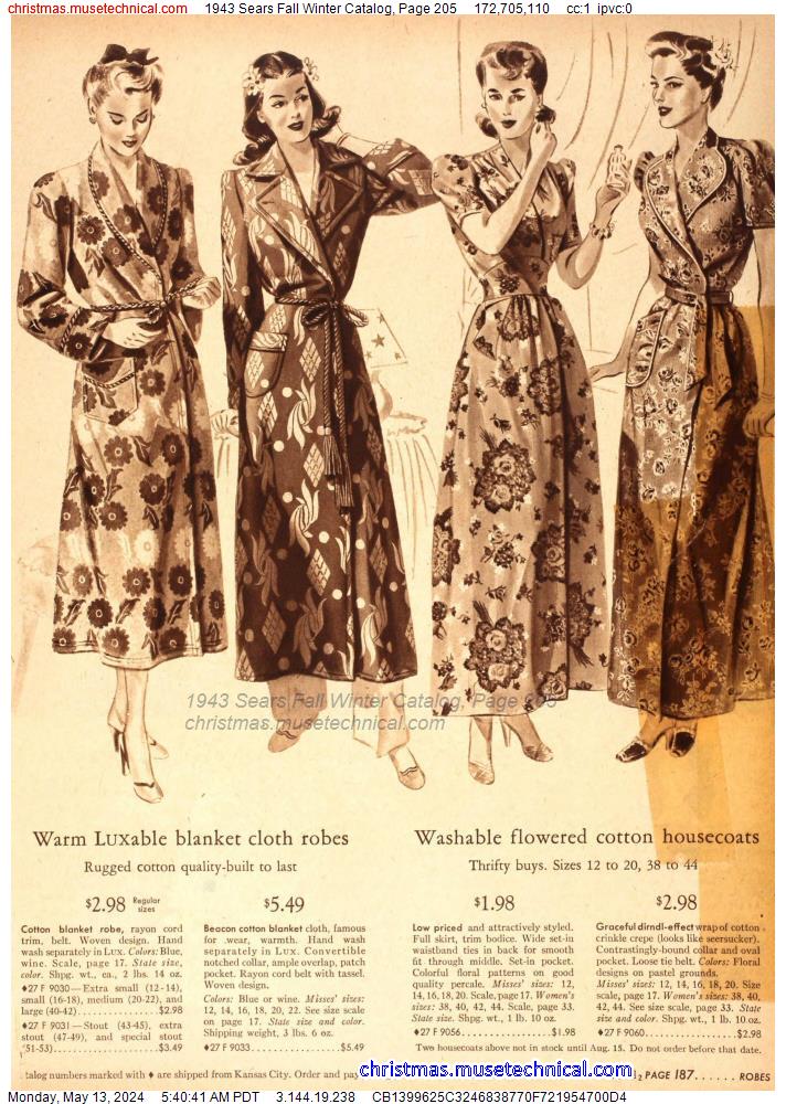 1943 Sears Fall Winter Catalog, Page 205