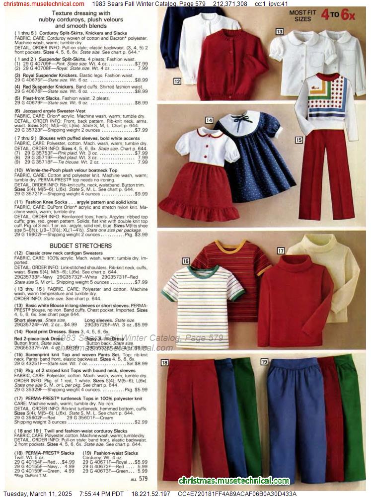 1983 Sears Fall Winter Catalog, Page 579