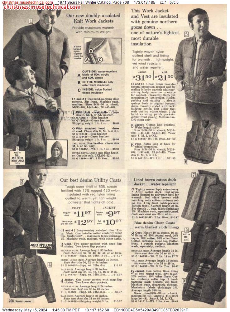1971 Sears Fall Winter Catalog, Page 708