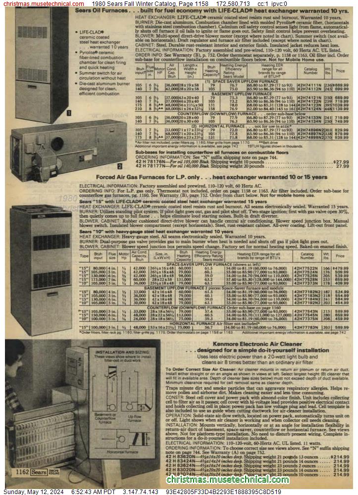 1980 Sears Fall Winter Catalog, Page 1158