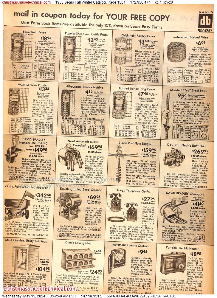 1958 Sears Fall Winter Catalog, Page 1501