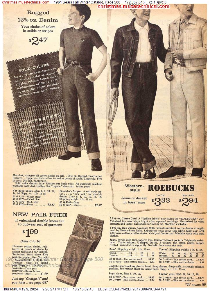 1961 Sears Fall Winter Catalog, Page 500