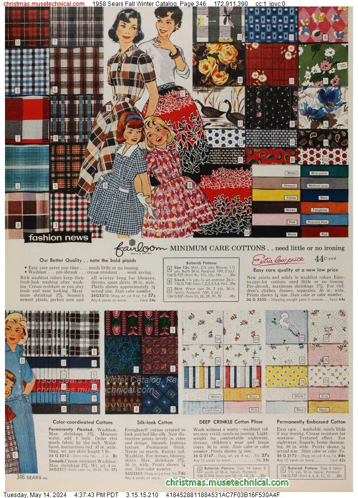 1958 Sears Fall Winter Catalog, Page 346