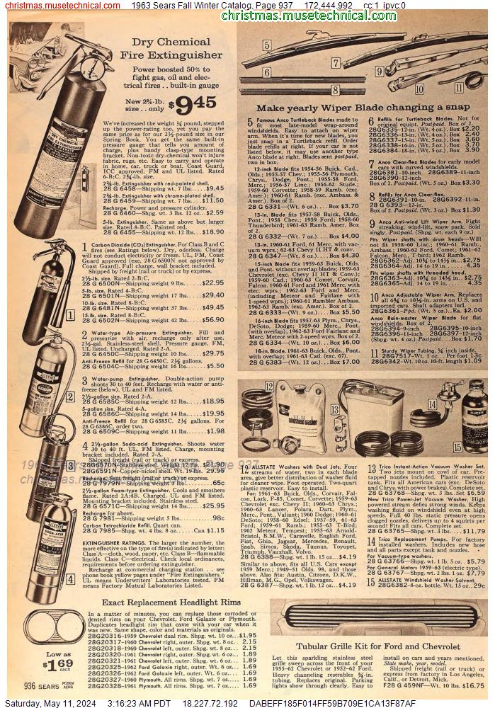 1963 Sears Fall Winter Catalog, Page 937