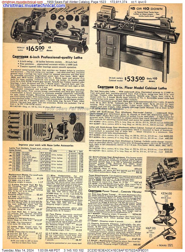 1959 Sears Fall Winter Catalog, Page 1523