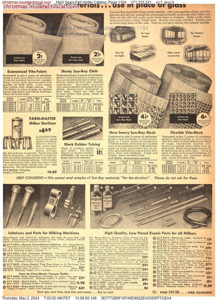 1943 Sears Fall Winter Catalog, Page 1154