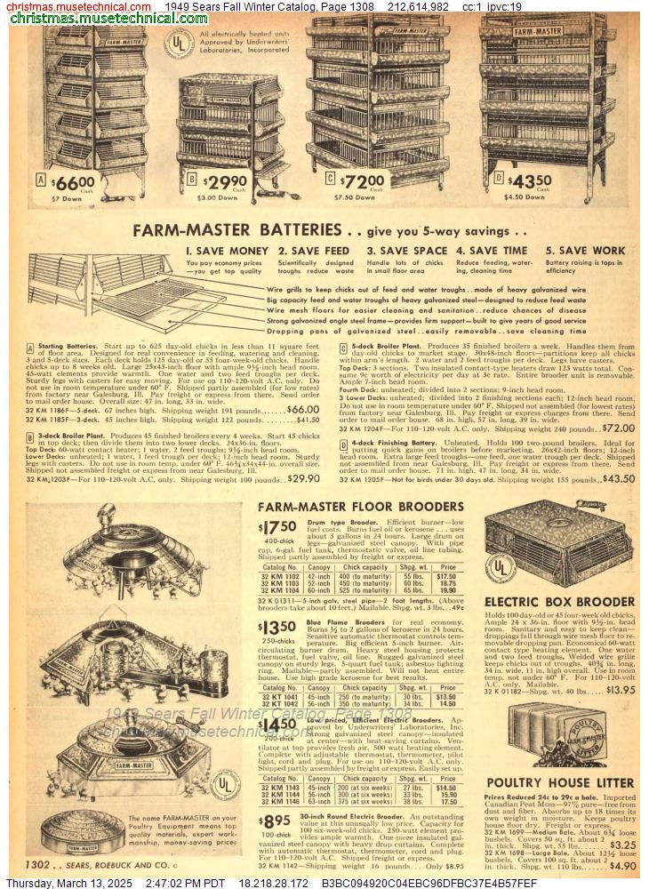 1949 Sears Fall Winter Catalog, Page 1308