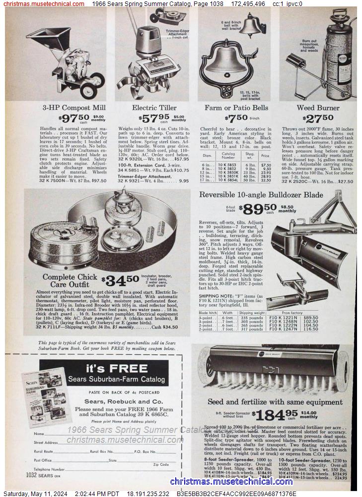 1966 Sears Spring Summer Catalog, Page 1038