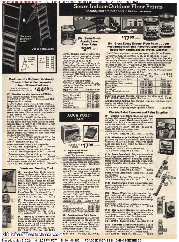 1978 Sears Fall Winter Catalog, Page 1000
