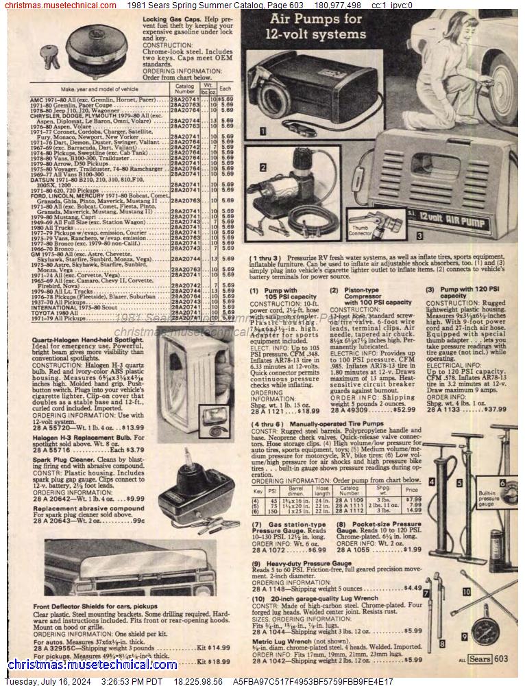 1981 Sears Spring Summer Catalog, Page 603