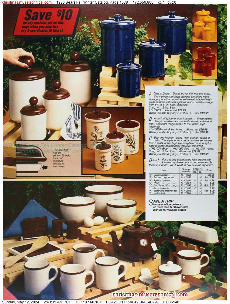 1986 Sears Fall Winter Catalog, Page 1038