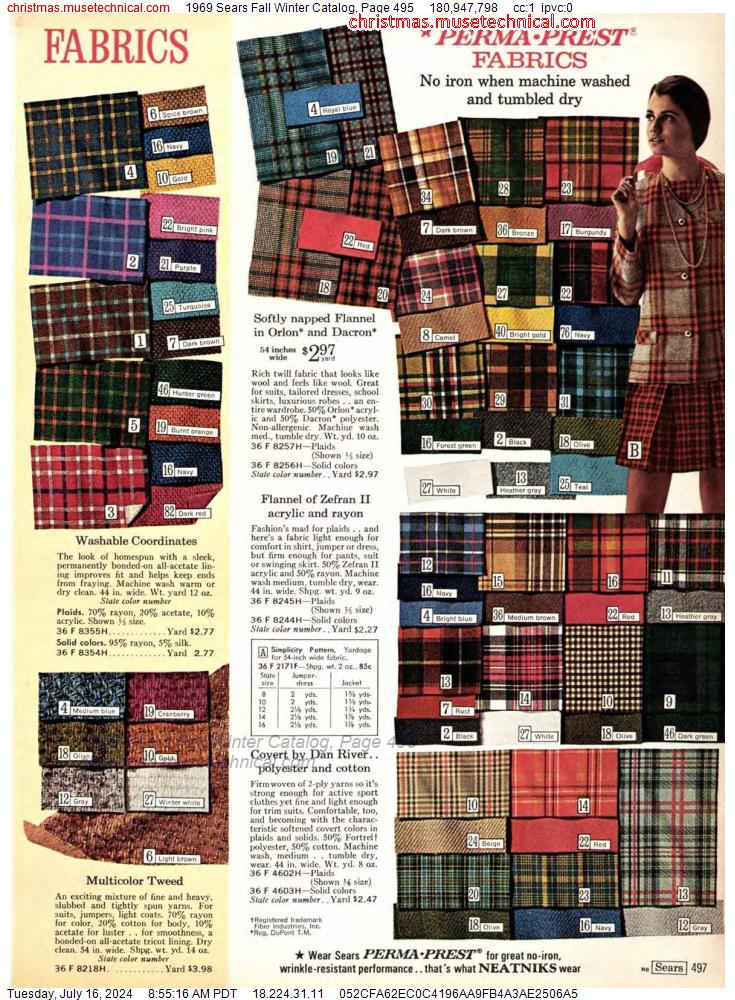 1969 Sears Fall Winter Catalog, Page 495