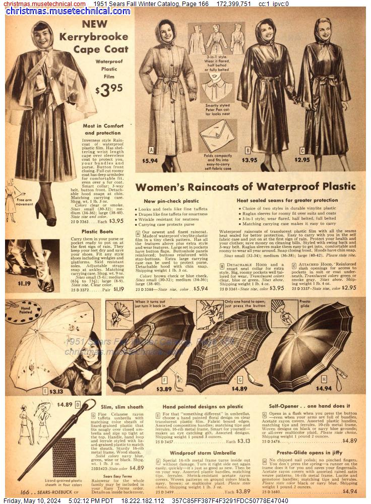 1951 Sears Fall Winter Catalog, Page 166