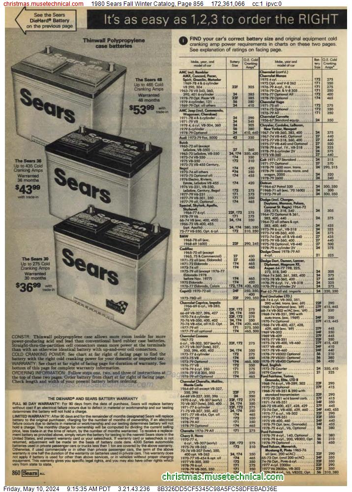 1980 Sears Fall Winter Catalog, Page 856