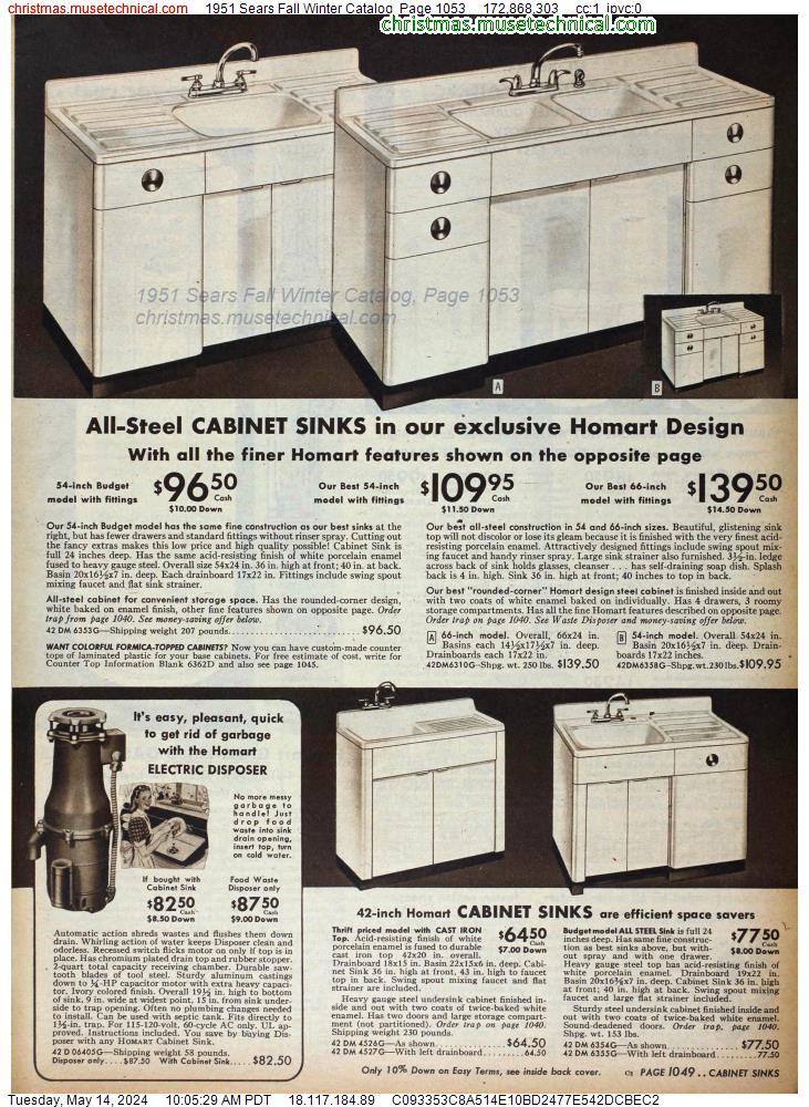 1951 Sears Fall Winter Catalog, Page 1053